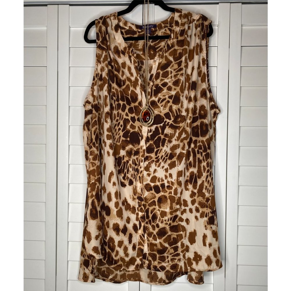 🌸🌷🌼 SALE 🌸🌷🌼 Tunic Blouse Button Down Leopard Print 32W